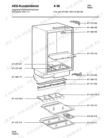 Взрыв-схема холодильника Aeg SAN1442-1 IU - Схема узла Housing 001